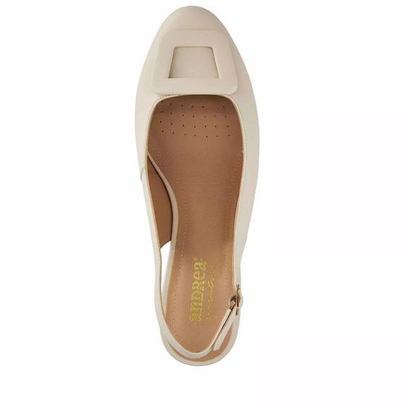 NEW ANDREA women's slingback low heel pumps in beige - Picture 3 of 5